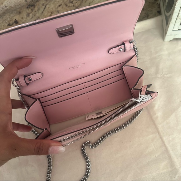 New TORY BURCH WILLA GLAZED CHAIN WALLET Rose pink - Picture 6 of 8